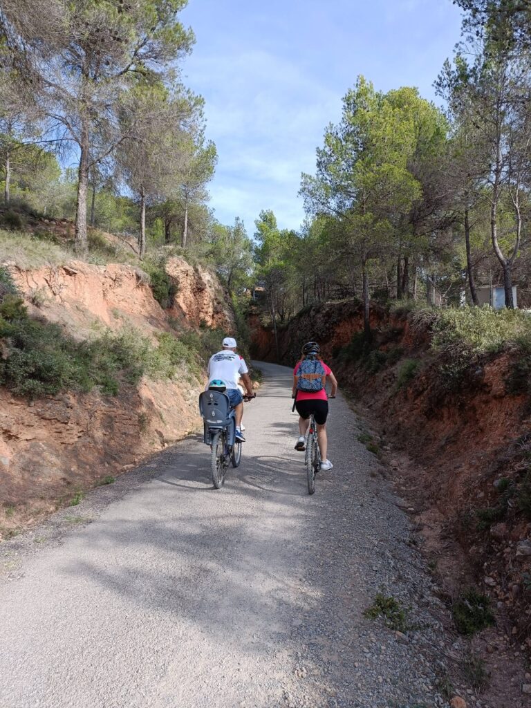 Ciclistas en la Vía Verde de Ojos Negros
